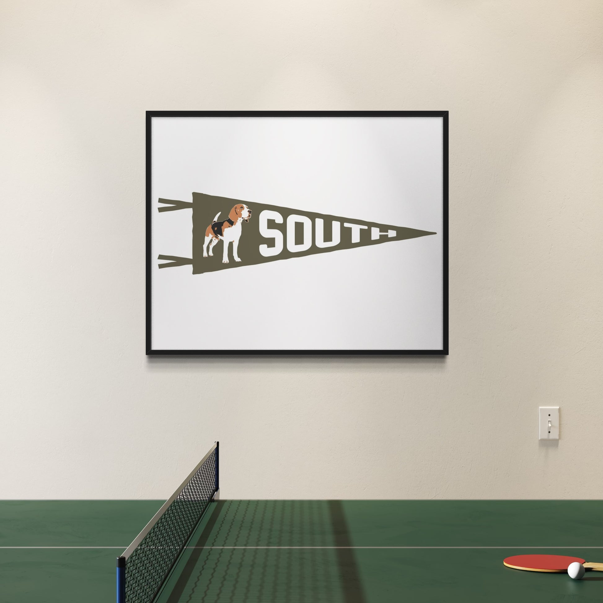 SOUTH | Beagle Pennant Print – Southern Dog Wall Art in Green 16x20″
