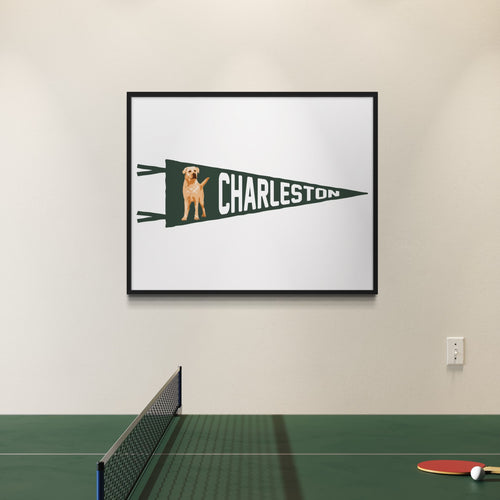 CHARLESTON | Golden Retriever pennant print 16x20″