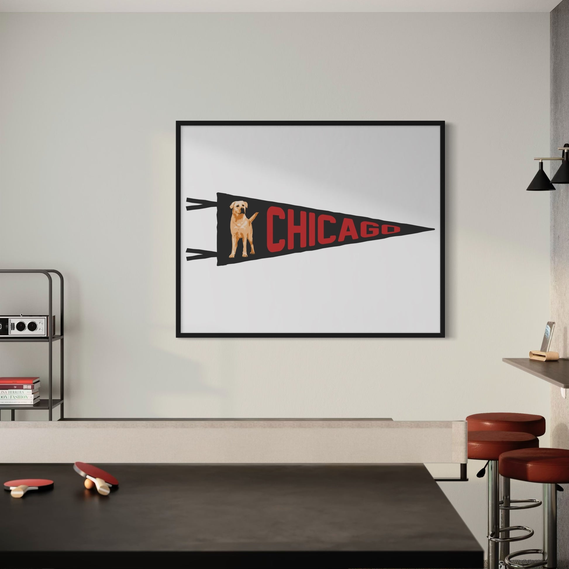 CHICAGO | Golden Retriever Pennant Print  16x20″