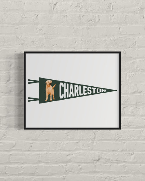 CHARLESTON | Golden Retriever pennant print 16x20″
