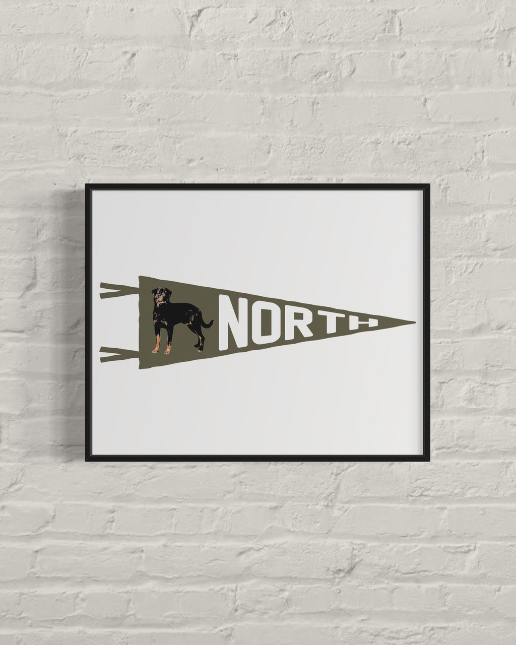 NORTH | Rottweiler Pennant Print in Green 16x20″