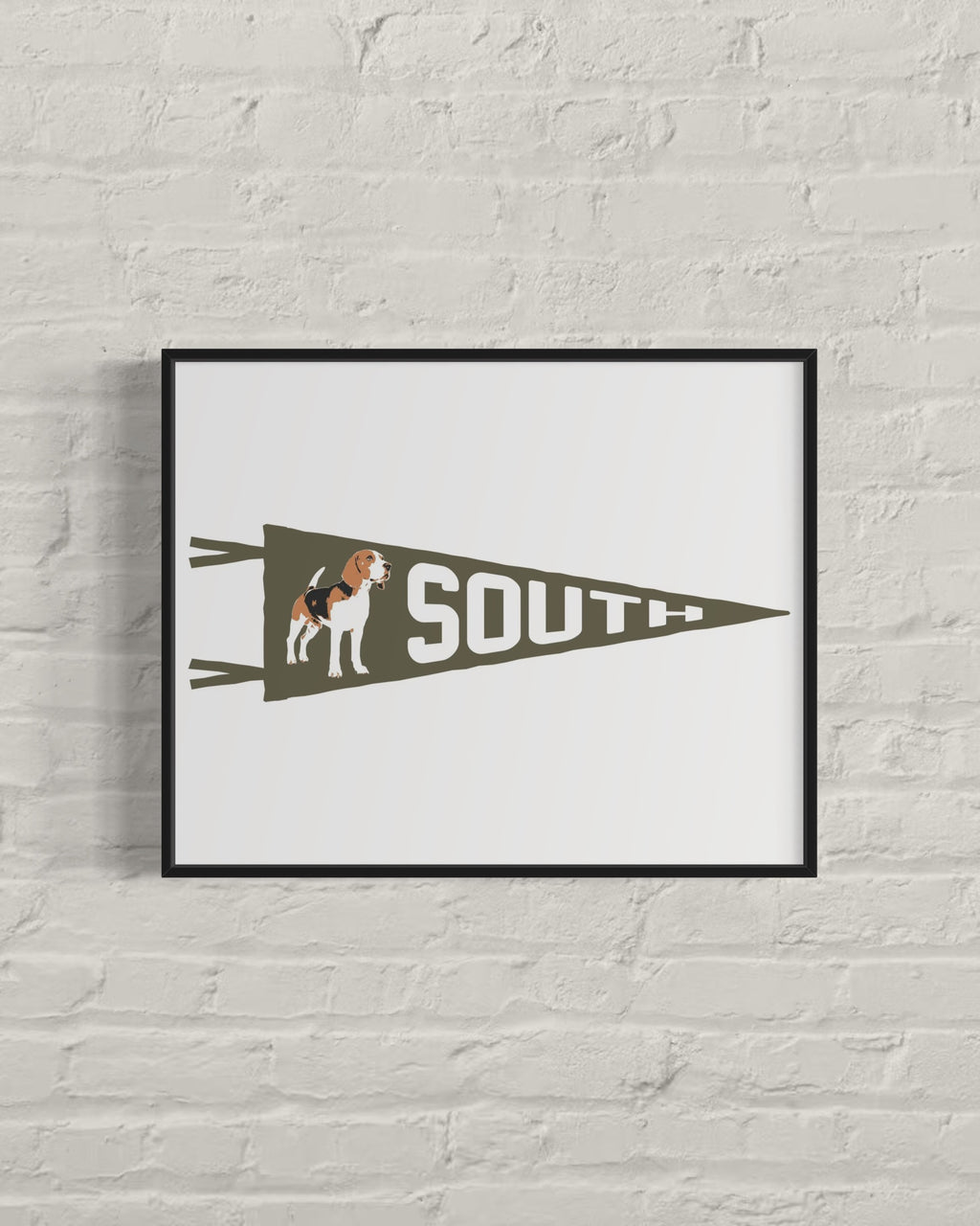 SOUTH | Beagle Pennant Print – Southern Dog Wall Art in Green 16x20″