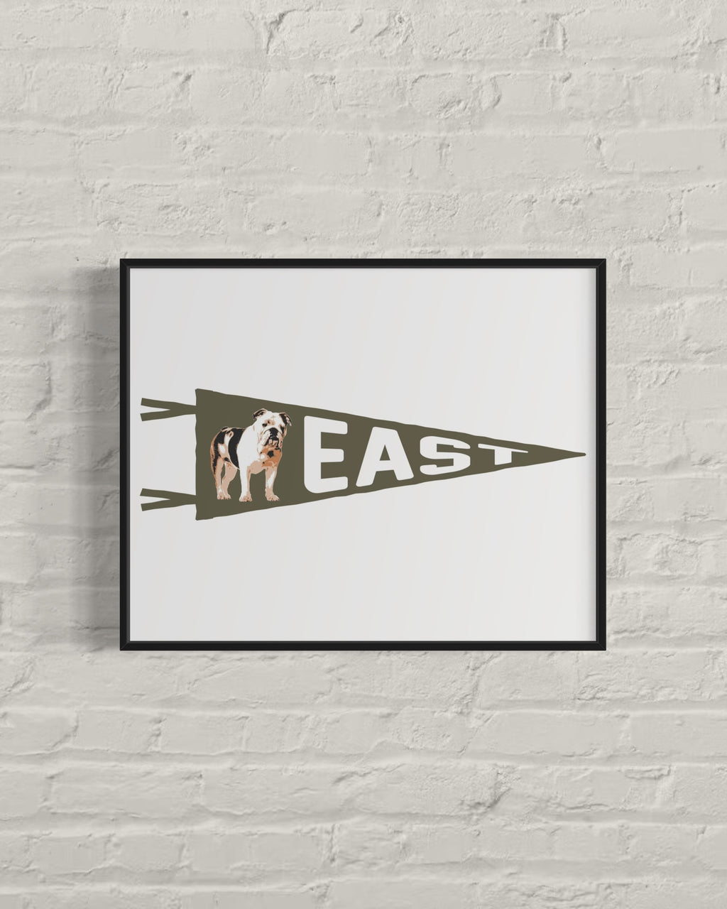 EAST | English Bulldog Pennant Print in Green 16x20″