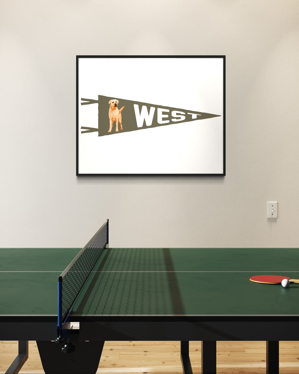 WEST | Golden Retriever Pennant Print in Green 16x20″